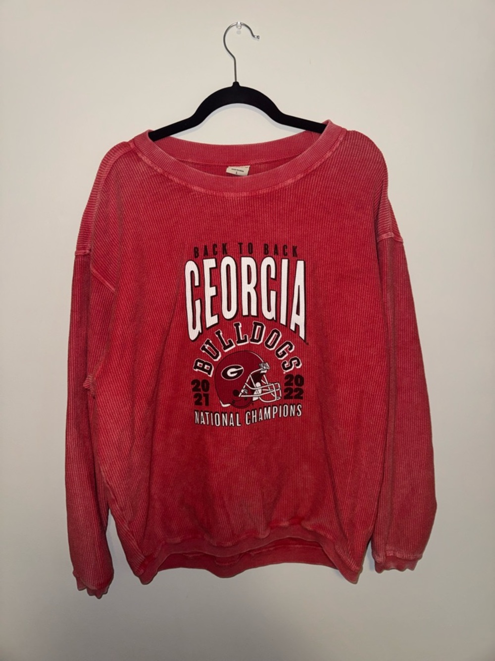 Georgia Bulldogs Red Crewneck Sweatshirt - Back to Back Champions